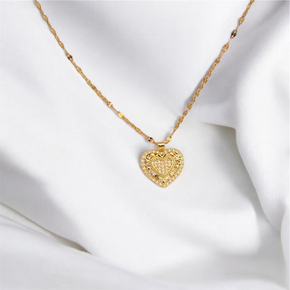 Gold Plated & Zircon Heart Necklace