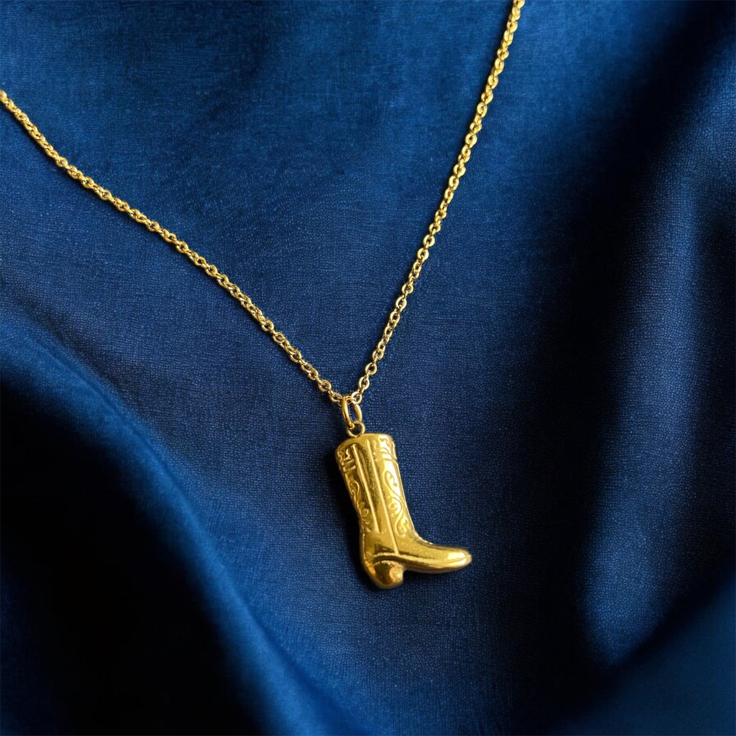 Gold Plated Cowboy Boot Necklace