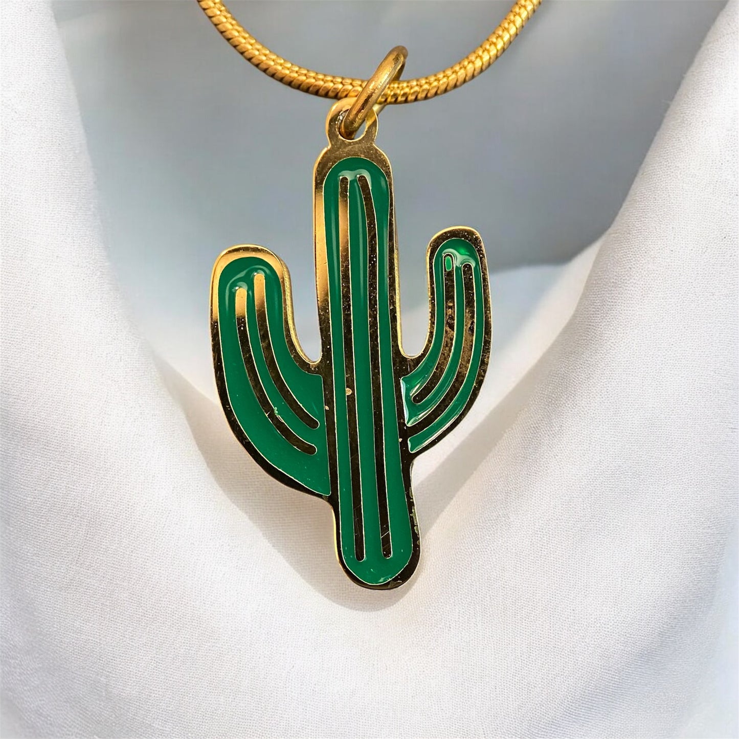 Cactus Gold Plated Stainless Steel Necklace