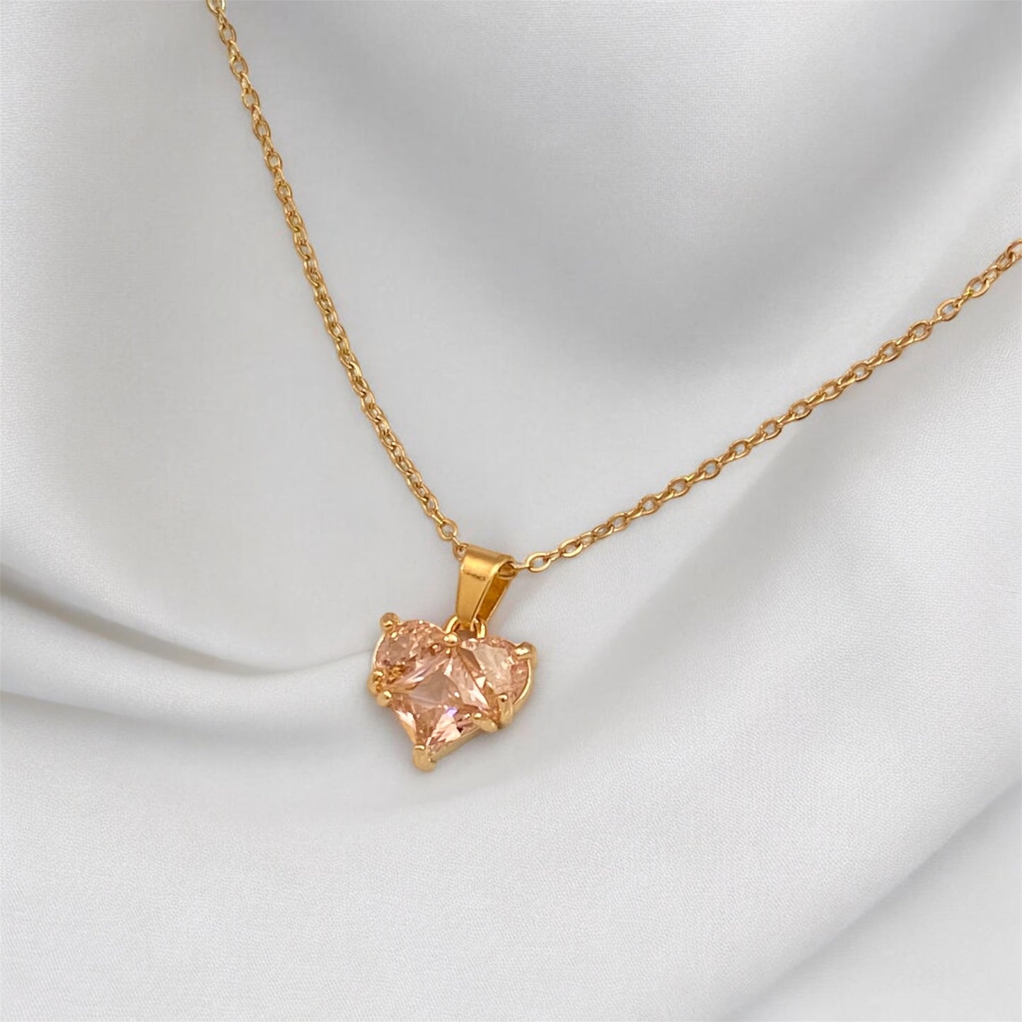 Pink Zircon Heart Necklace