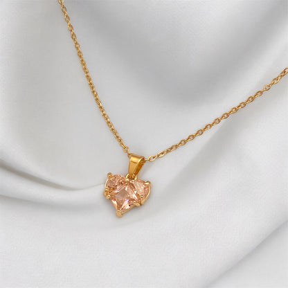 Pink Zircon Heart Necklace