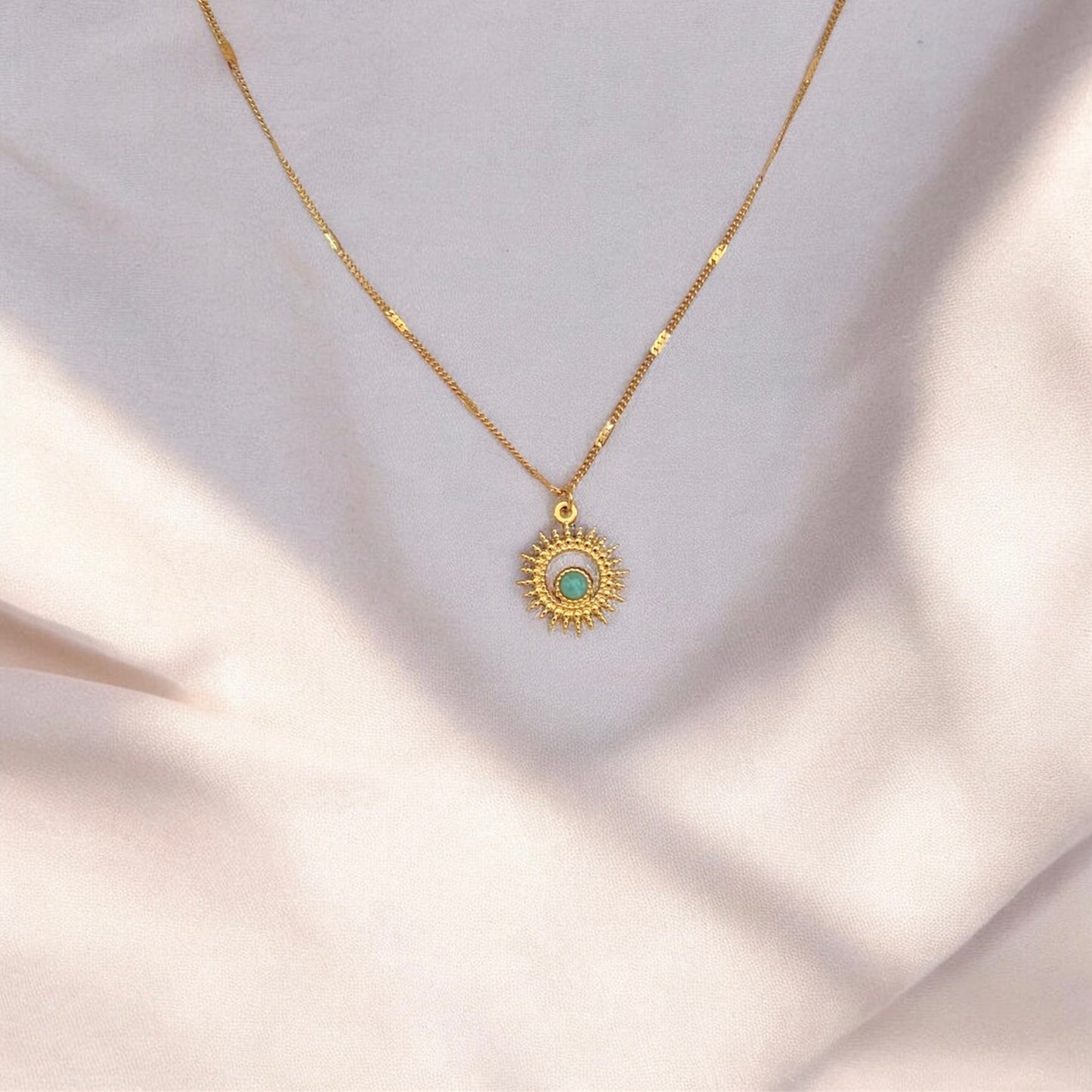 Turquoise Gold Plated Sunlight Necklace