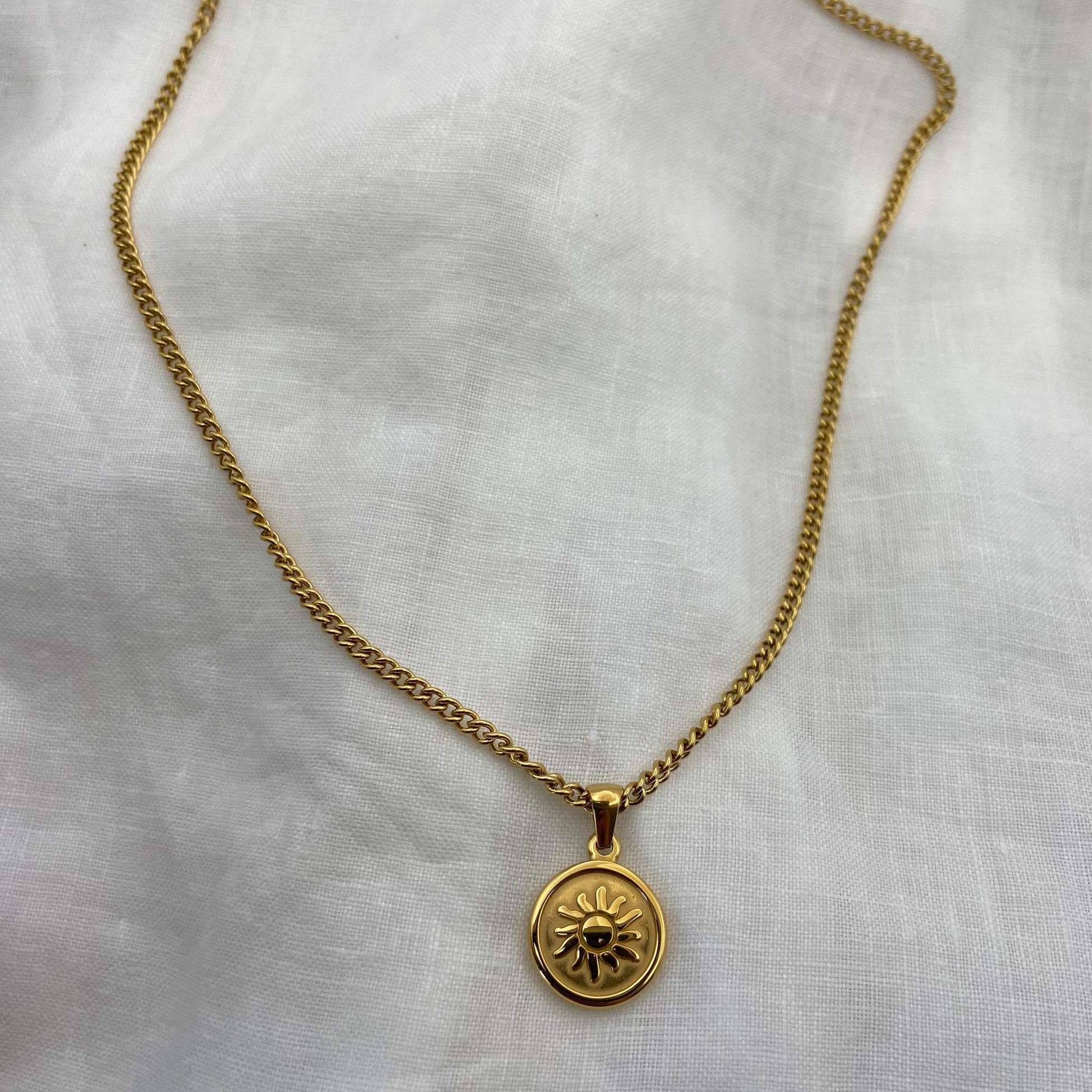 Gold Plated Sun - Moon Stainless Steel Necklace