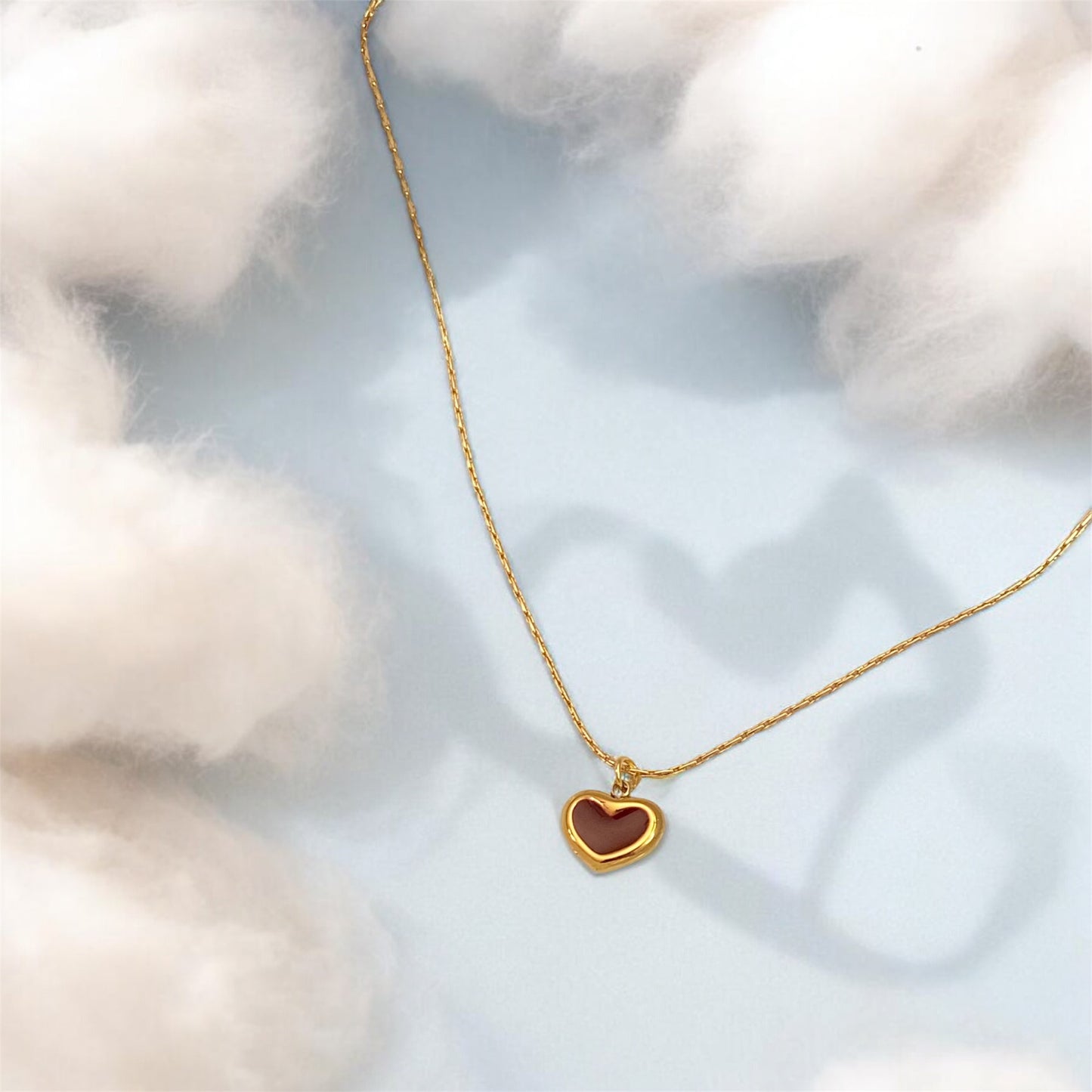 Red Heart Gold Plated Minimal Necklace