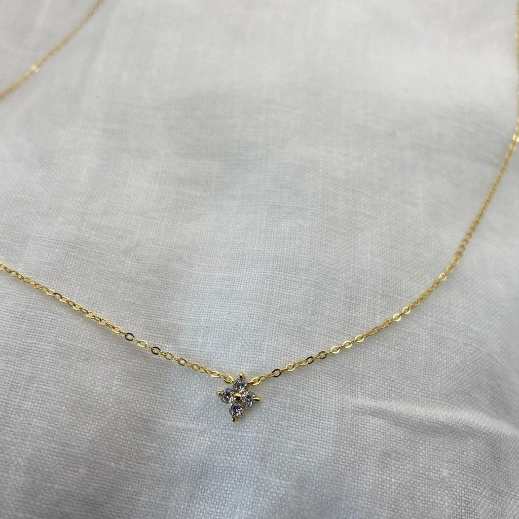 Four Leaf Clover Necklace with Zircon & Sterling Silver