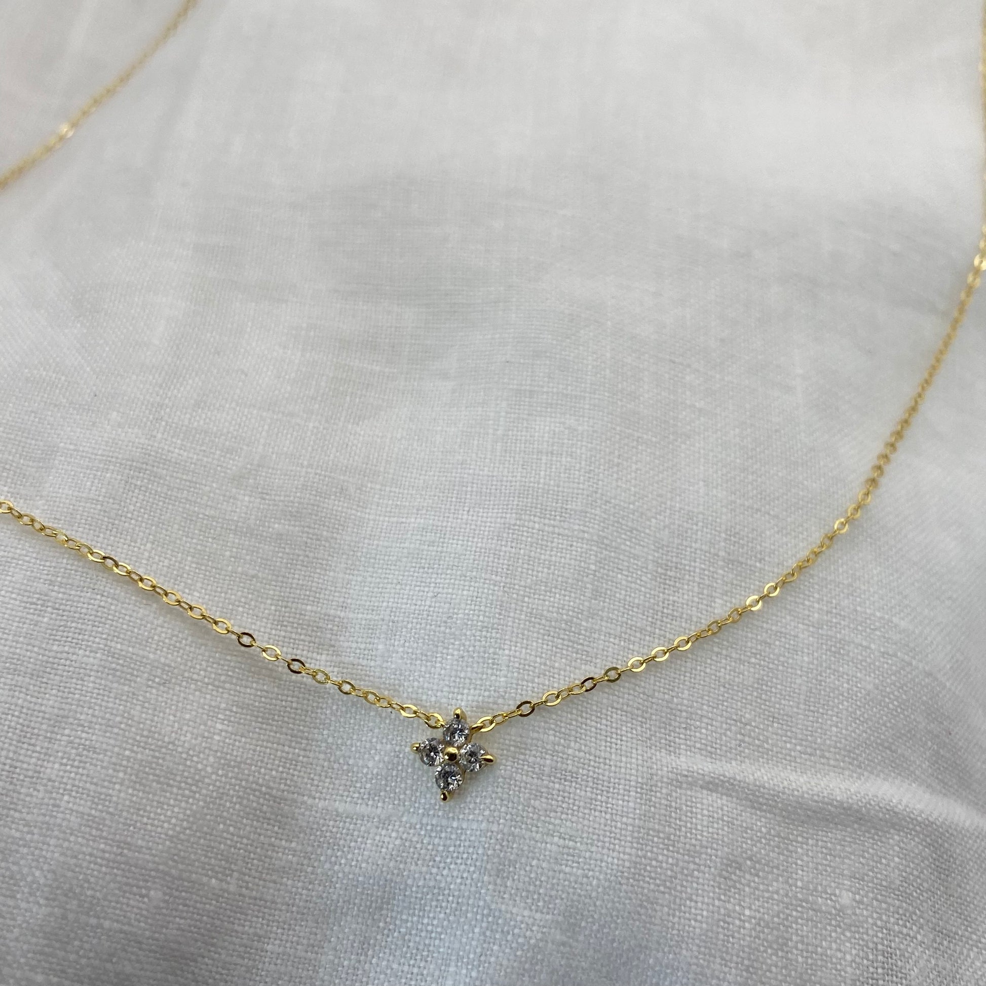 Four Leaf Clover Necklace with Zircon & Sterling Silver