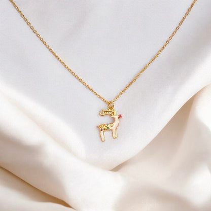 Cute Deer Zircon Necklace