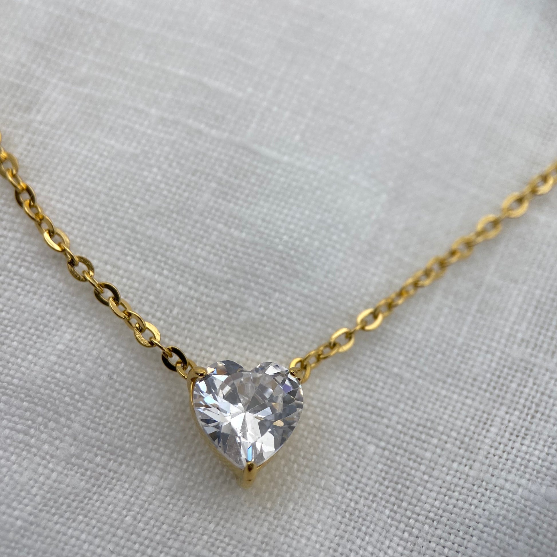 Zircon Heart Gold Plated Necklace