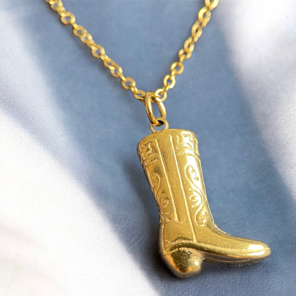 Gold Plated Cowboy Boot Necklace