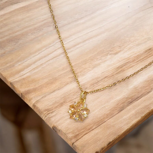 Gold Plated Pink Heart Necklace