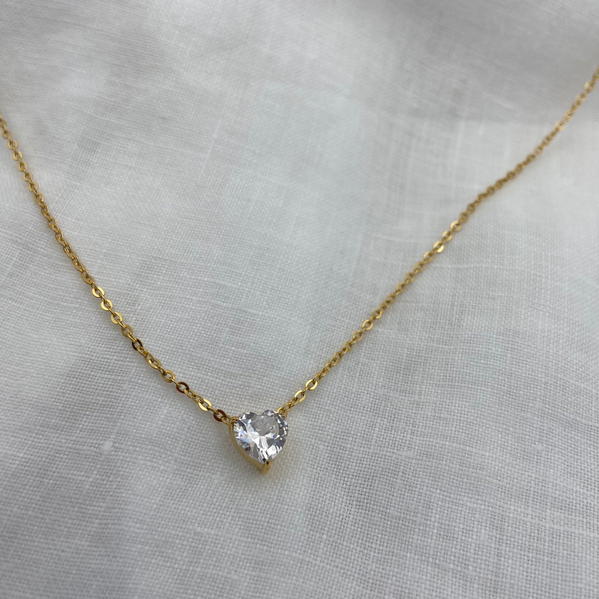 Zircon Heart Gold Plated Necklace