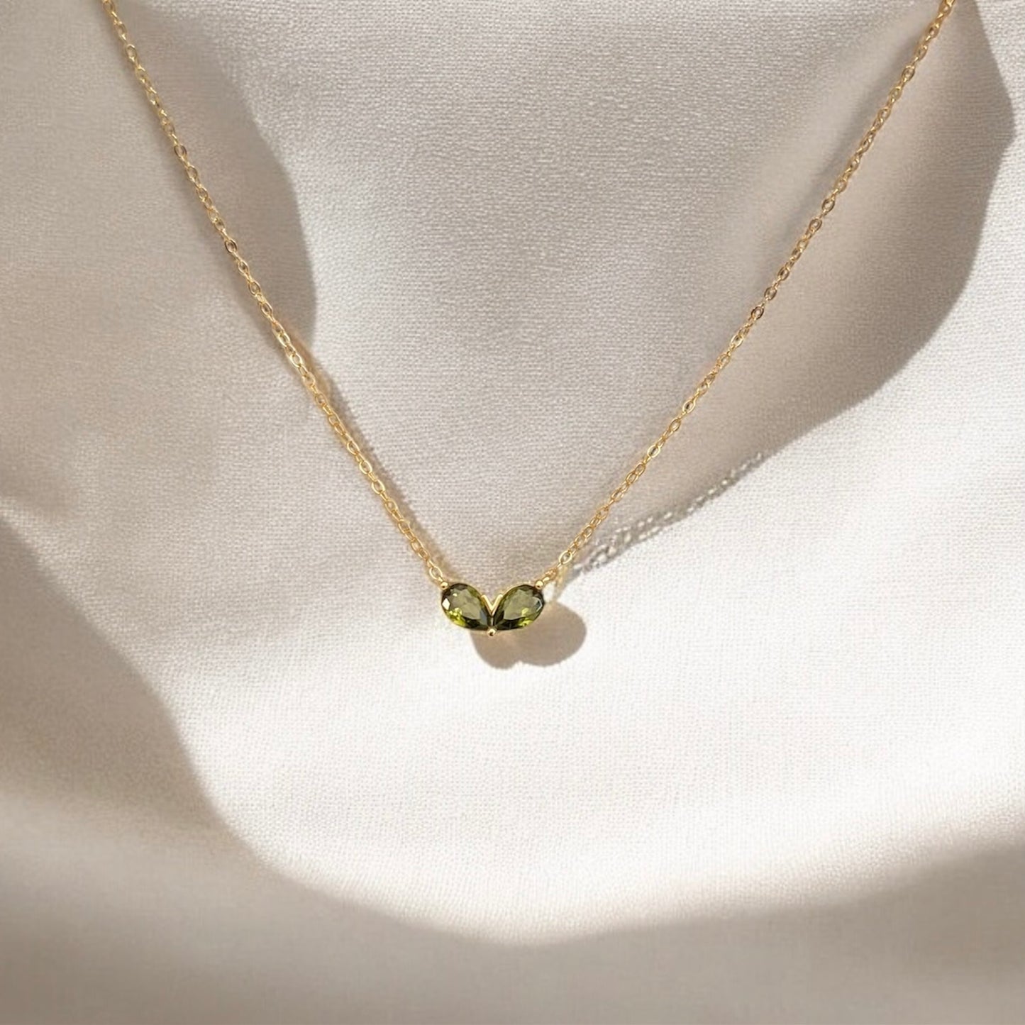 Mini Green Heart with Zircon Sterling Silver Necklace