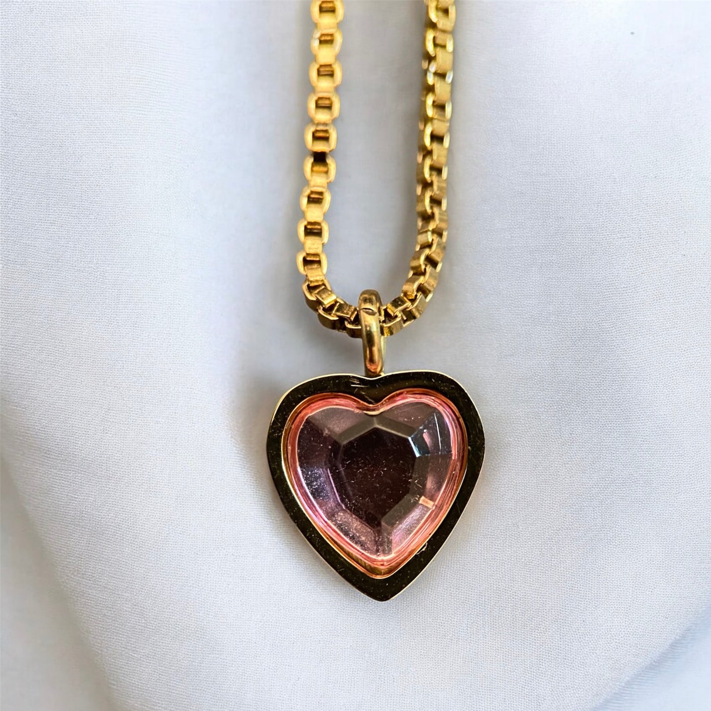 Cute Pink Minimal Heart Necklace