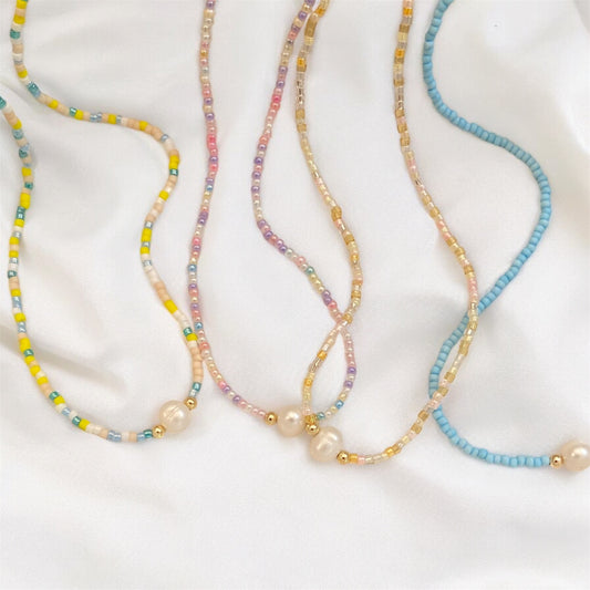 Cute Beaded Freshwater Pearl Necklace