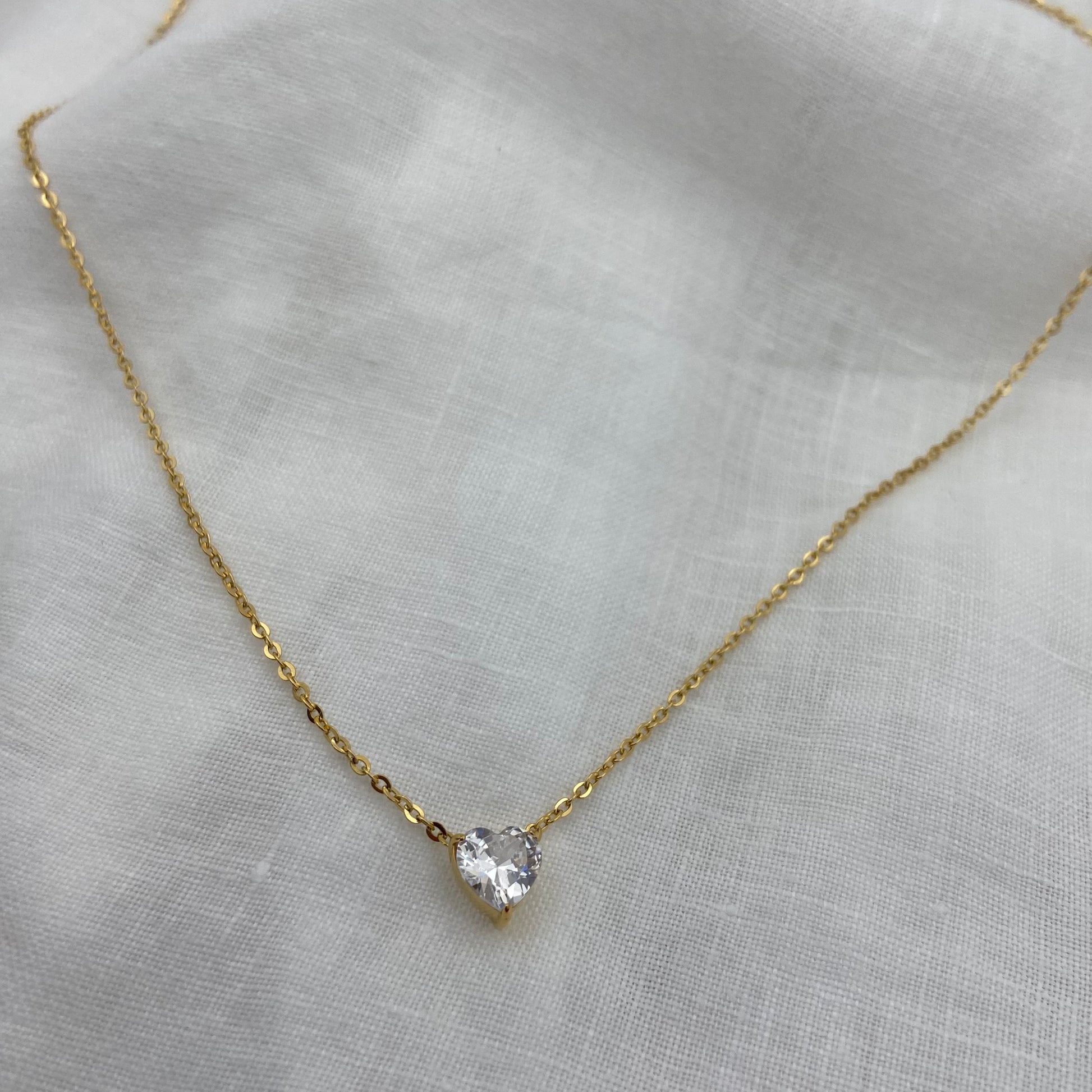Zircon Heart Gold Plated Necklace