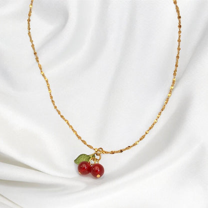 Cherry Titanium Steel Necklace