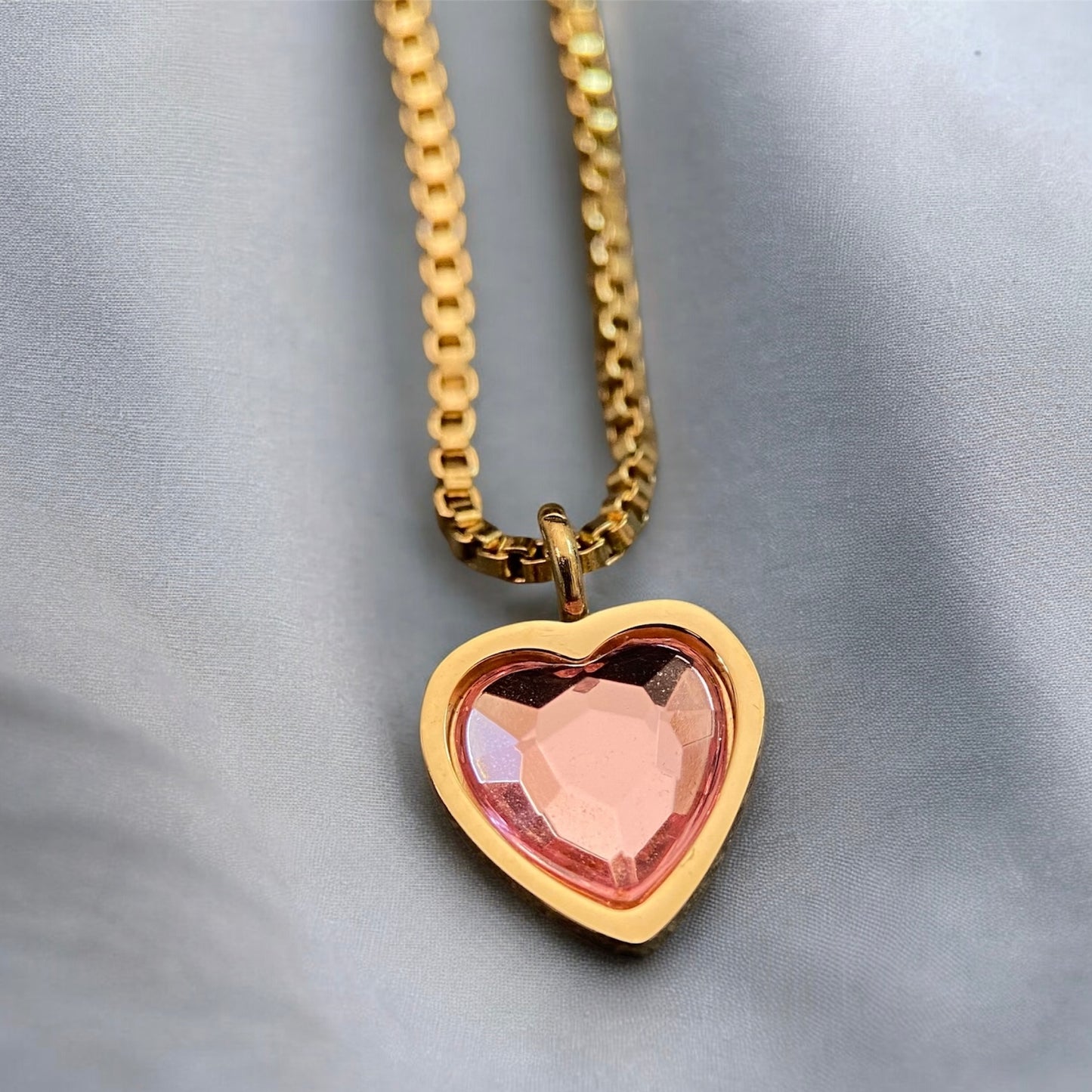 Cute Pink Minimal Heart Necklace