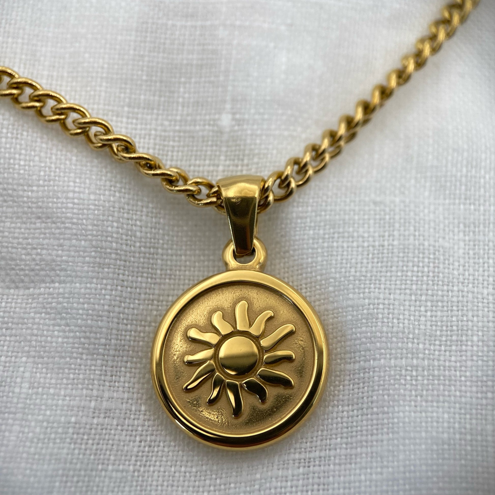 Gold Plated Sun - Moon Stainless Steel Necklace