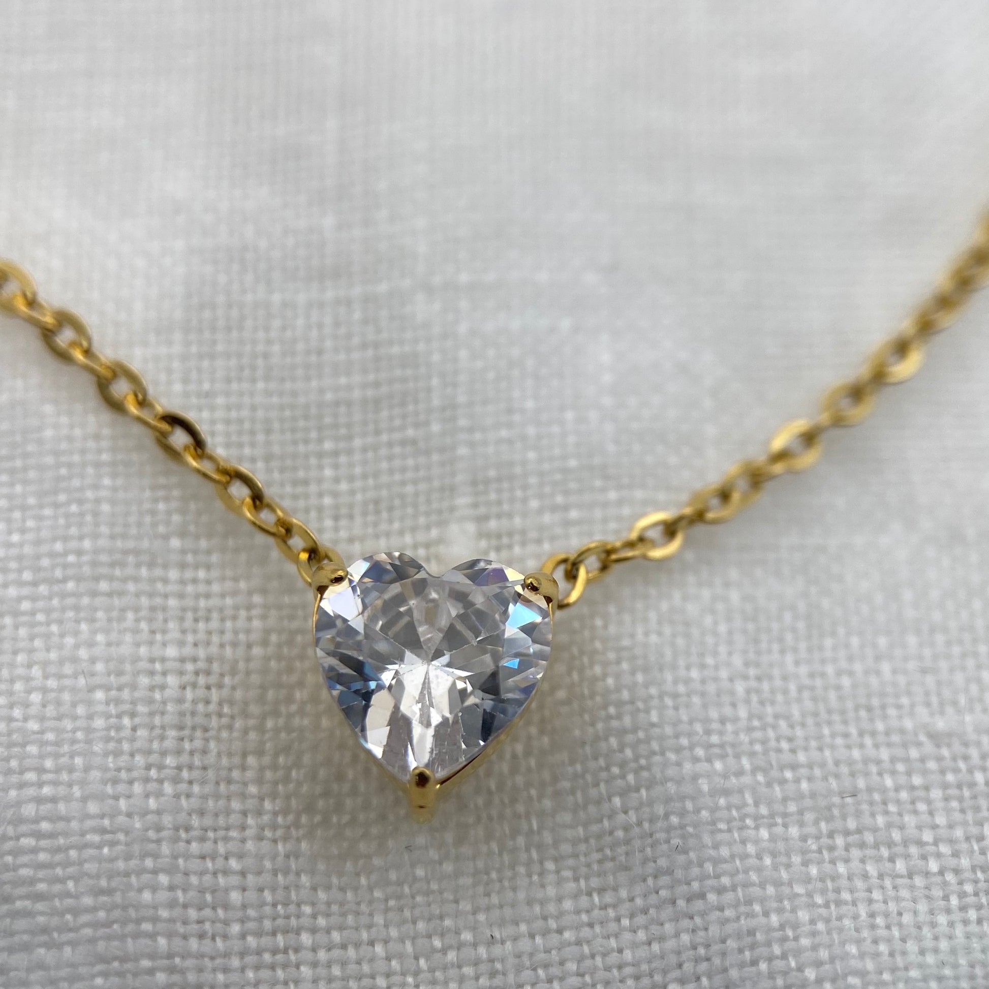 Zircon Heart Gold Plated Necklace