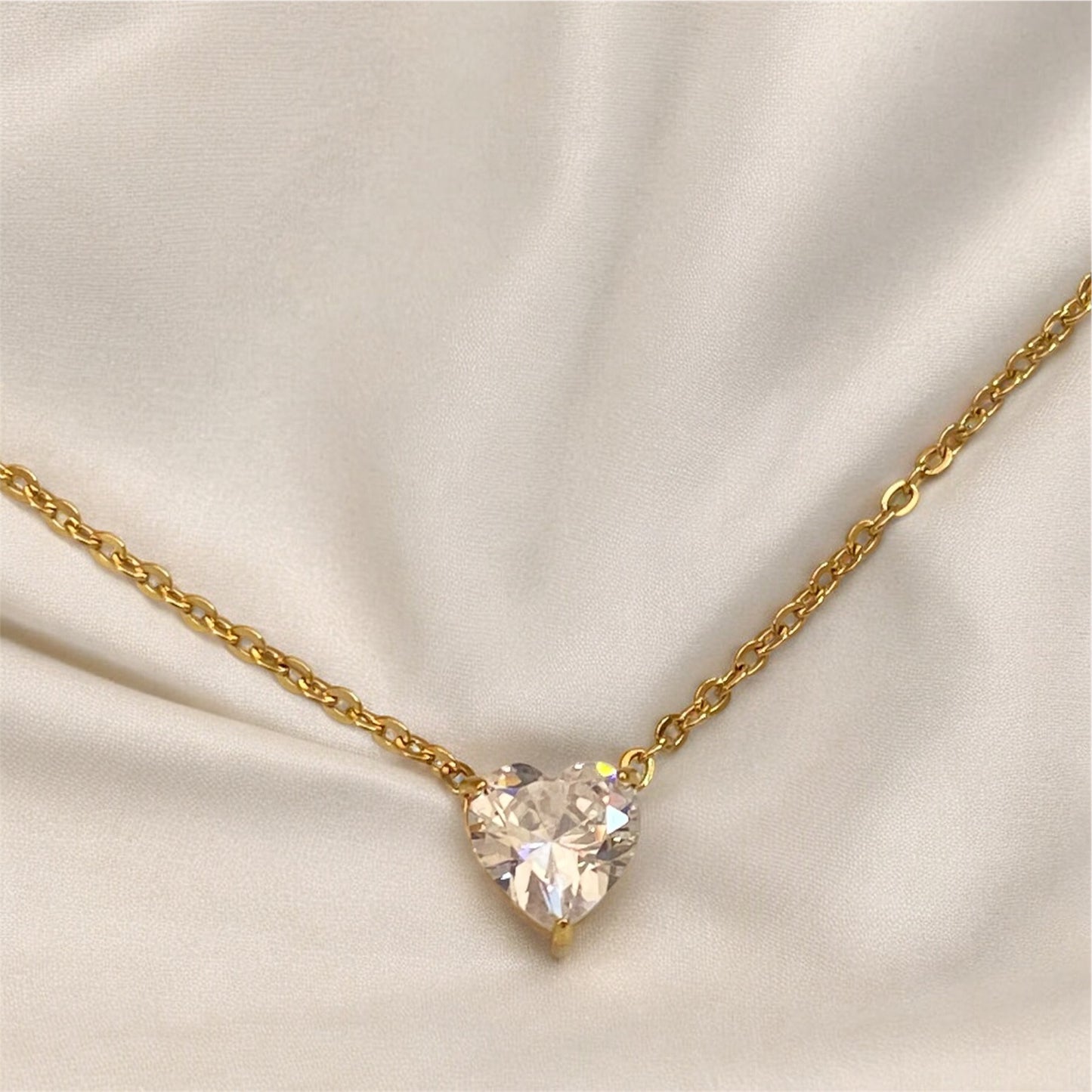 Zircon Heart Gold Plated Necklace