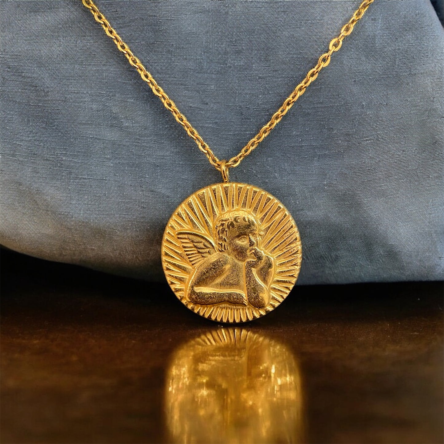 Thinking Angel Gold Plated Necklace