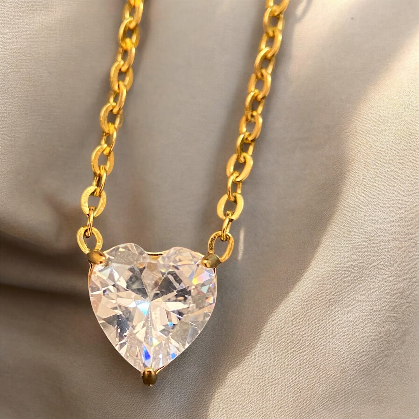 Zircon Heart Gold Plated Necklace