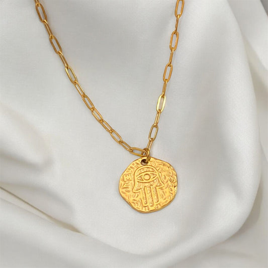 Gold Plated Hamsa Necklace