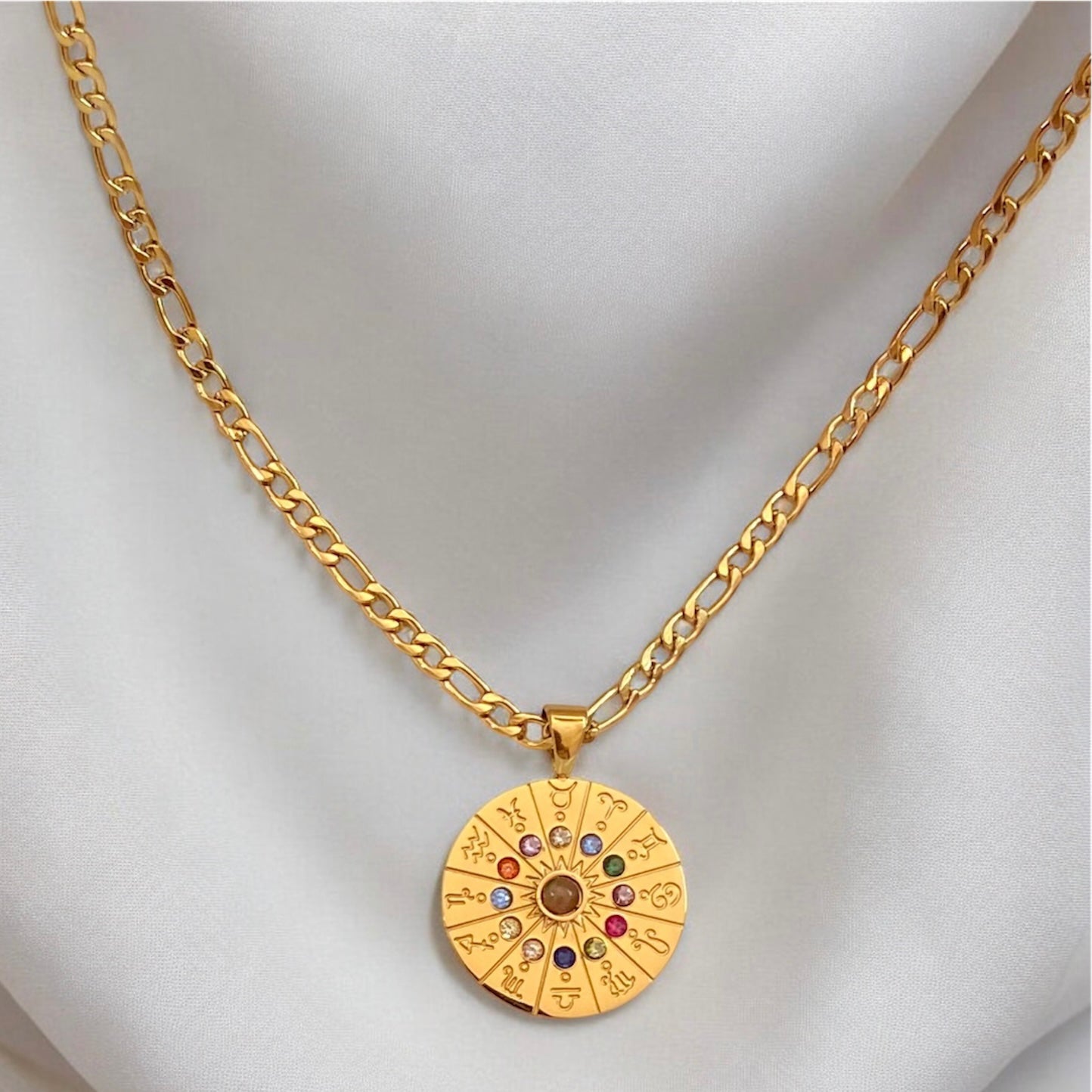 Zodiac Signs Necklace with Zircon