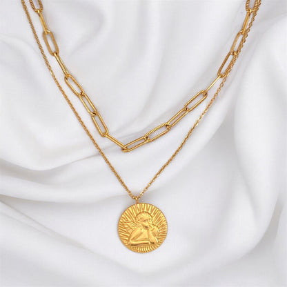 Thinking Angel Gold Plated Necklace