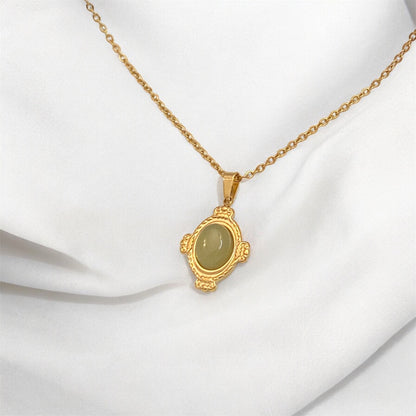 Gold Plated French Style Natural Stone Necklace