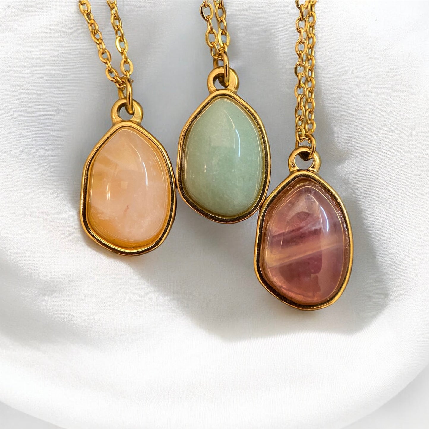 Natural Stone Gold Plated Stainless Steel Necklaces