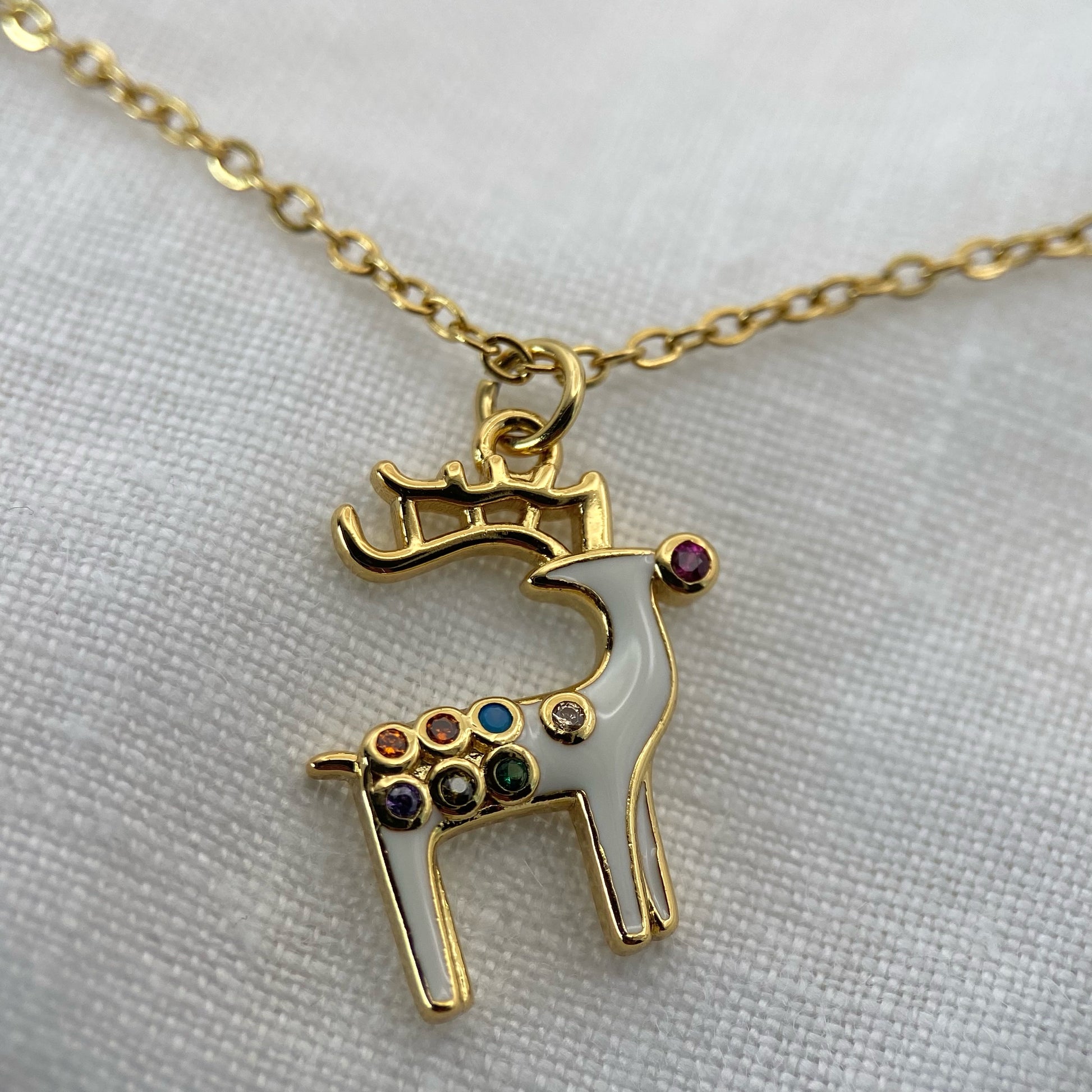 Cute Deer Zircon Necklace