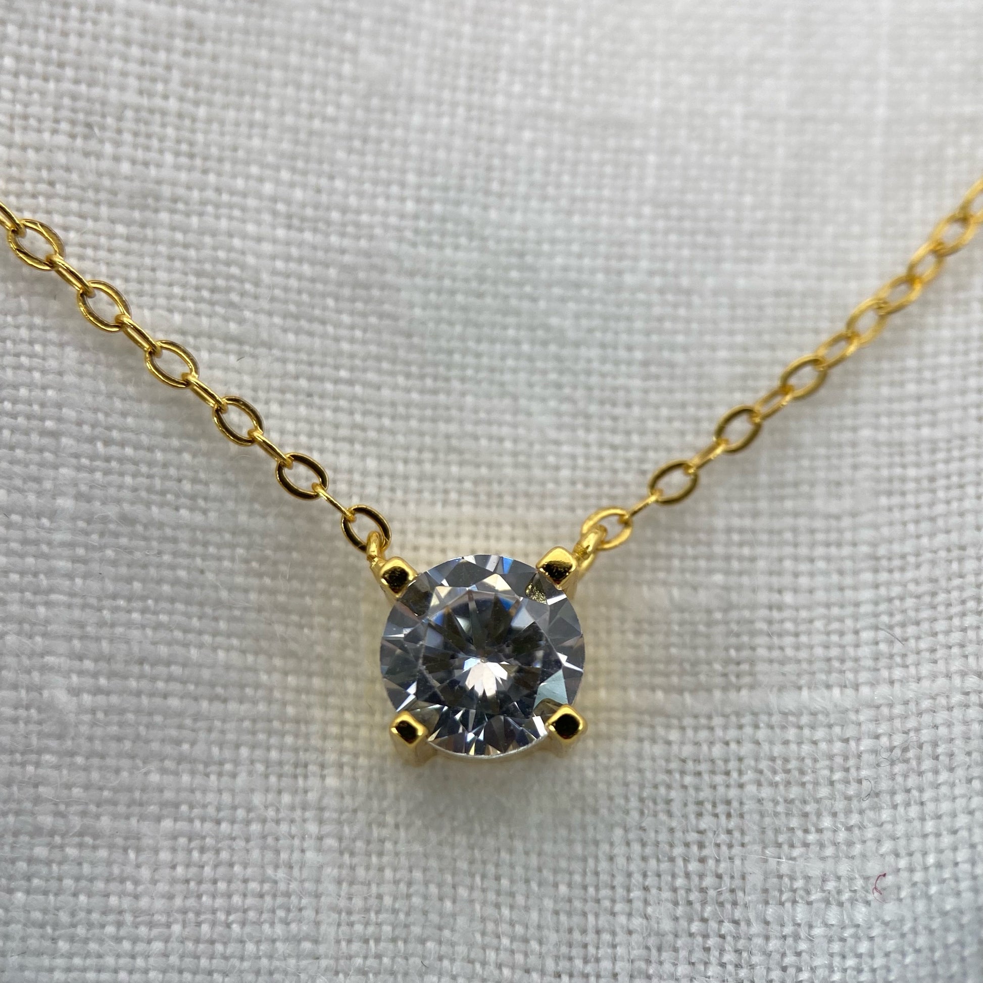 Round Zircon Gold Plated Sterling Silver Necklace