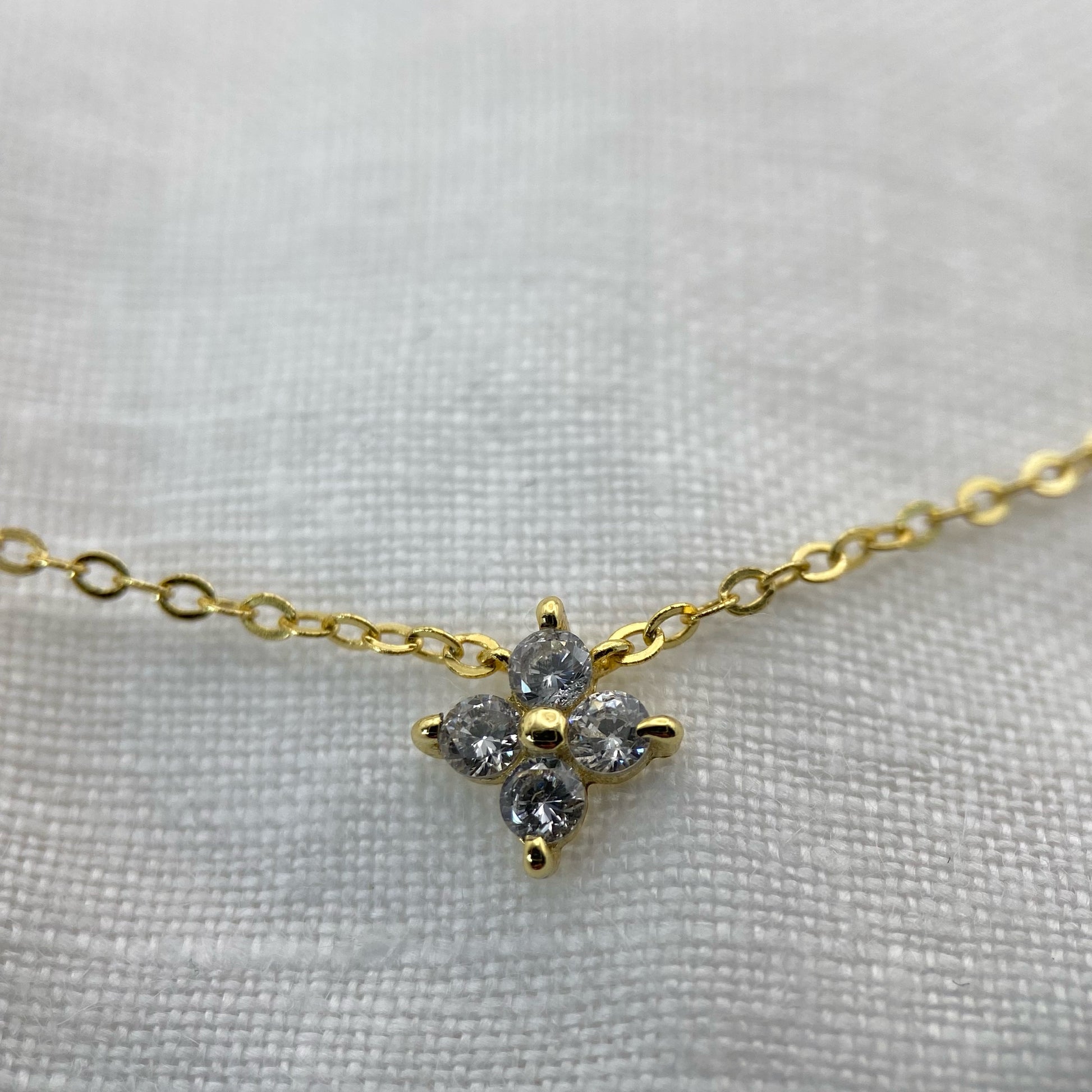 Four Leaf Clover Necklace with Zircon & Sterling Silver