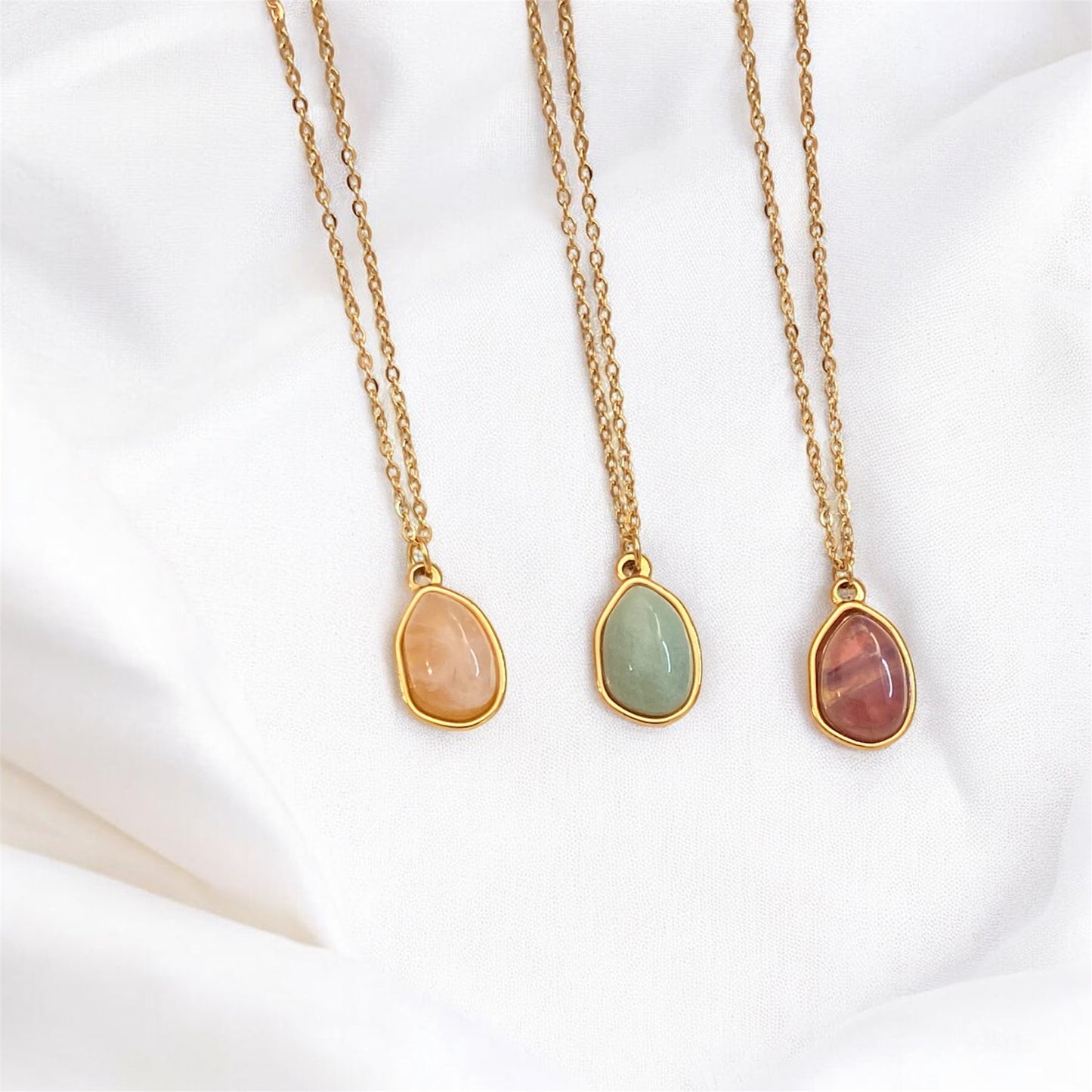 Natural Stone Gold Plated Stainless Steel Necklaces