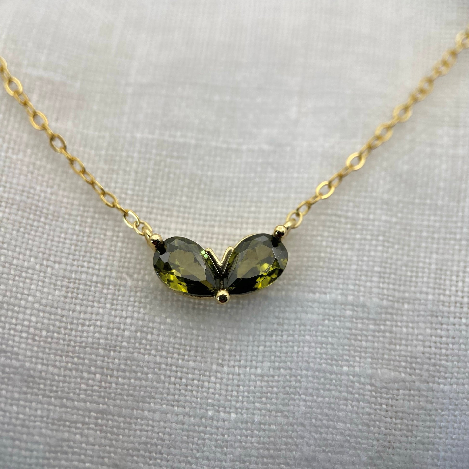 Mini Green Heart with Zircon Sterling Silver Necklace