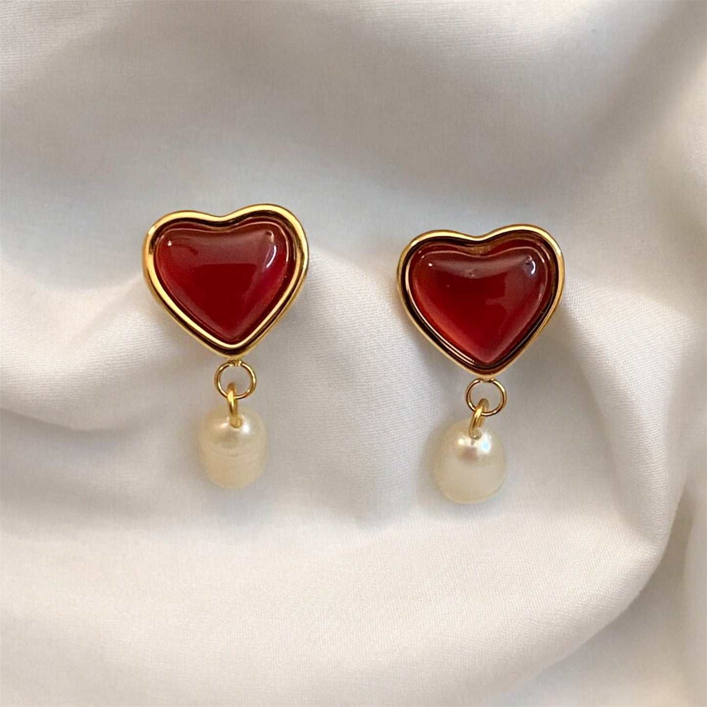 Heart & Pearl Earrings