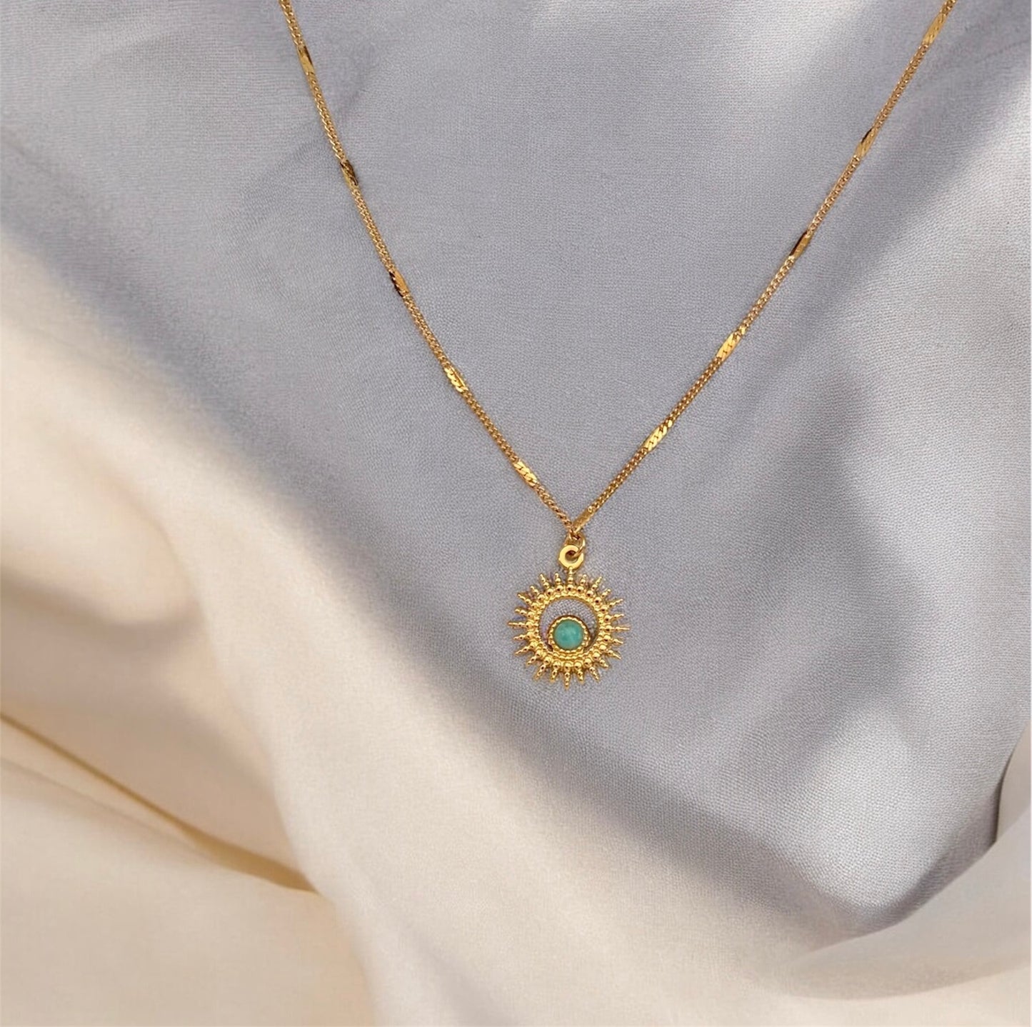 Turquoise Gold Plated Sunlight Necklace