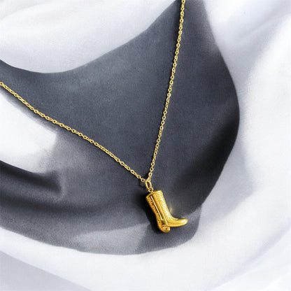 Gold Plated Cowboy Boot Necklace