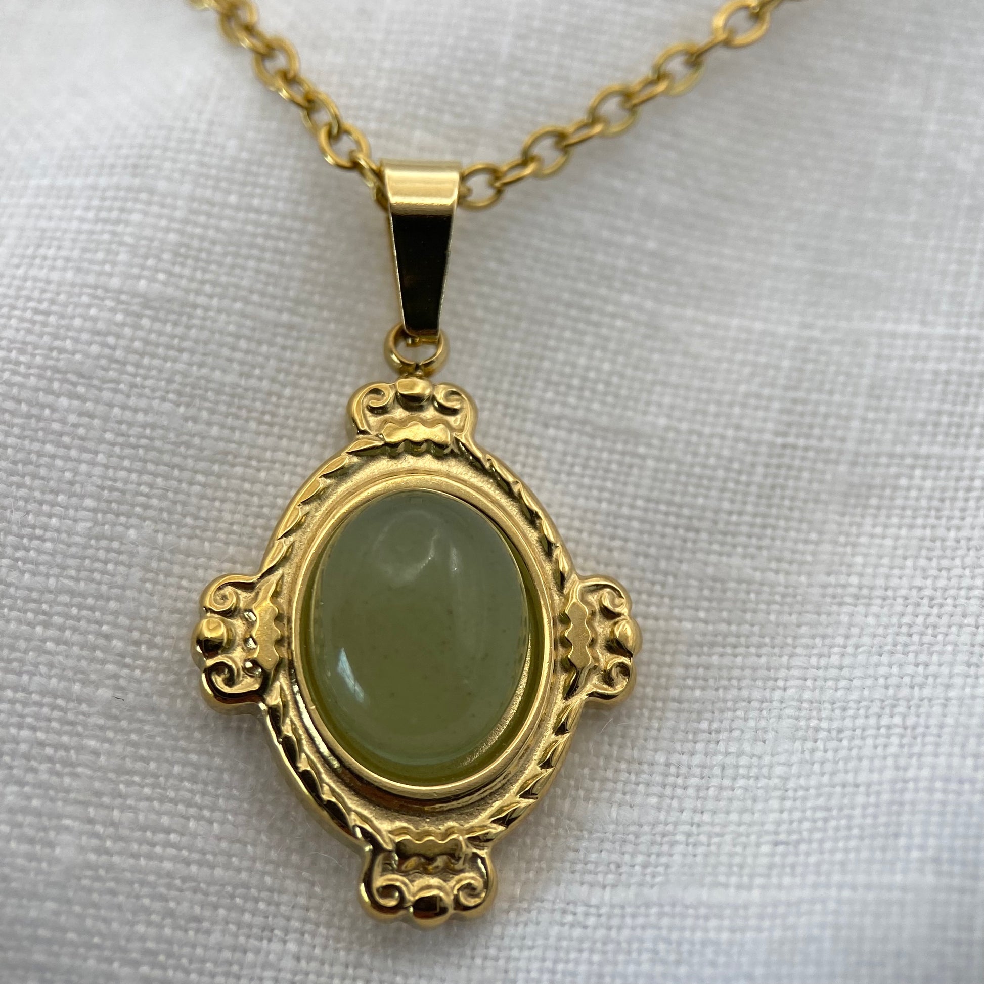 Gold Plated French Style Natural Stone Necklace