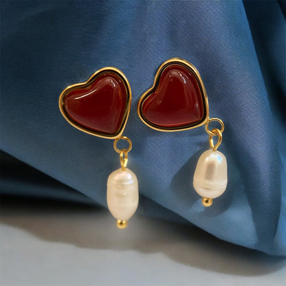 Heart & Pearl Earrings