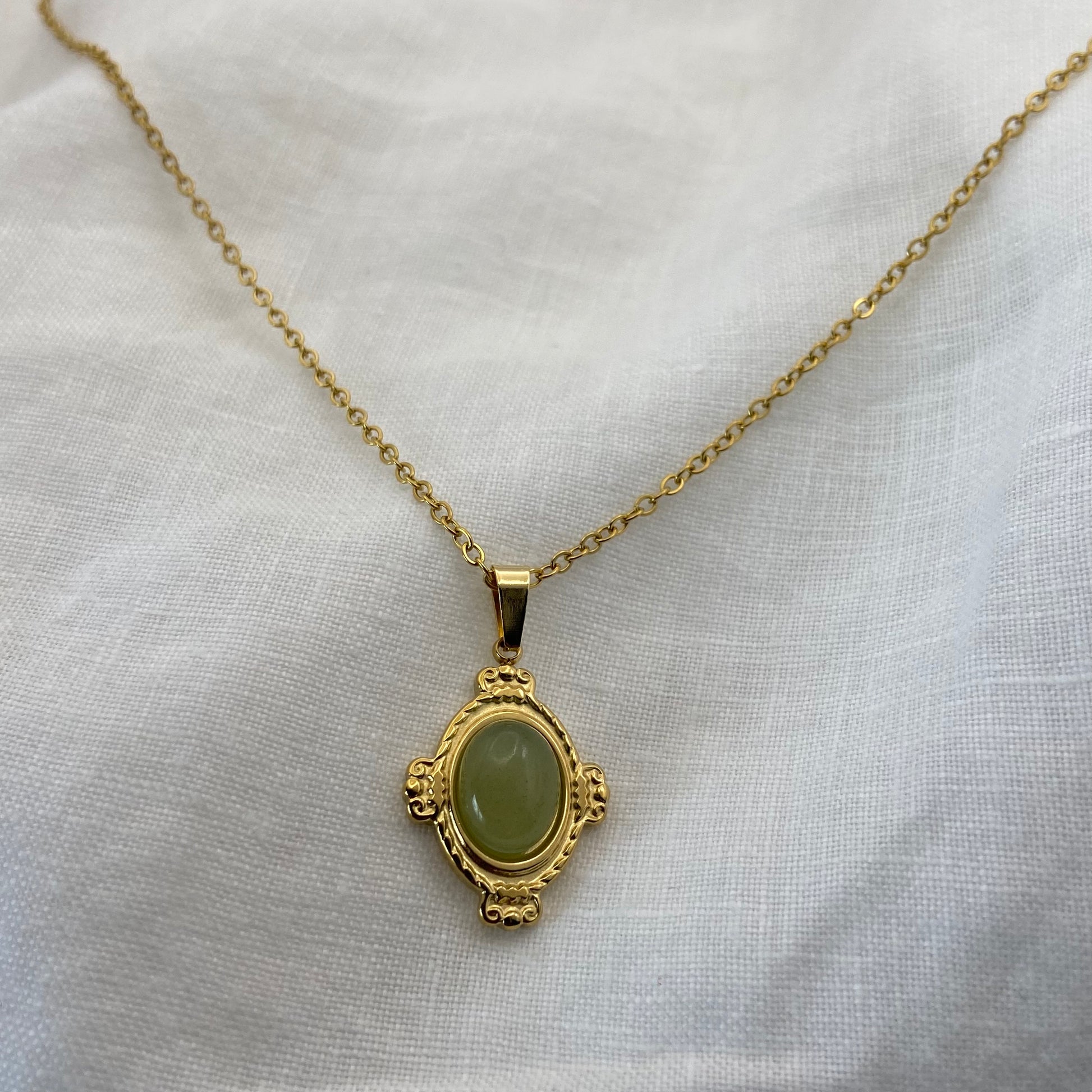 Gold Plated French Style Natural Stone Necklace
