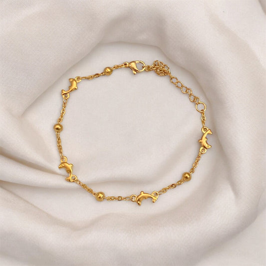 2 Gold Plated Bracelets Set (Dolphin & Basic)