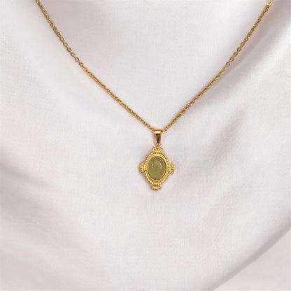 Gold Plated French Style Natural Stone Necklace