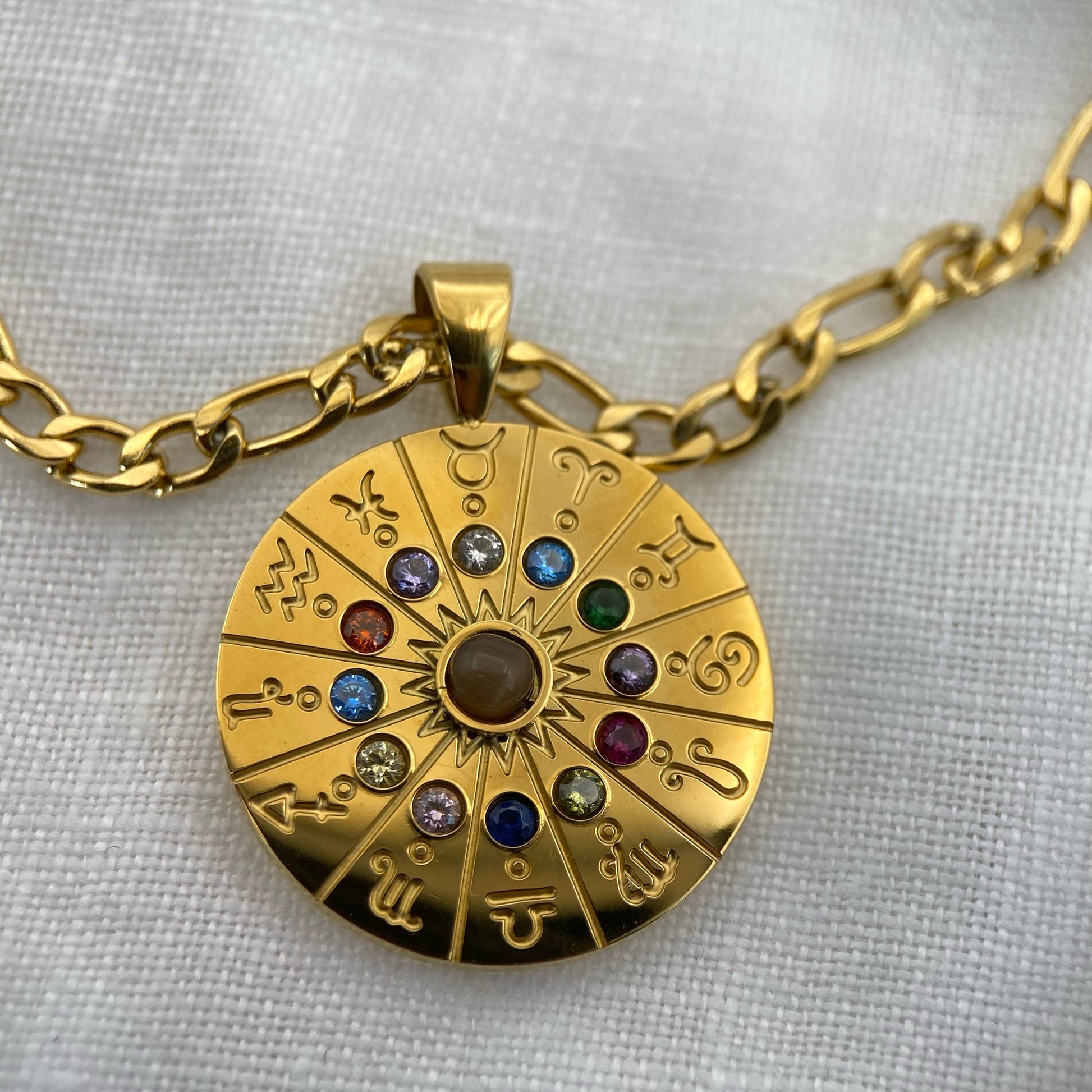 Zodiac Signs Necklace with Zircon