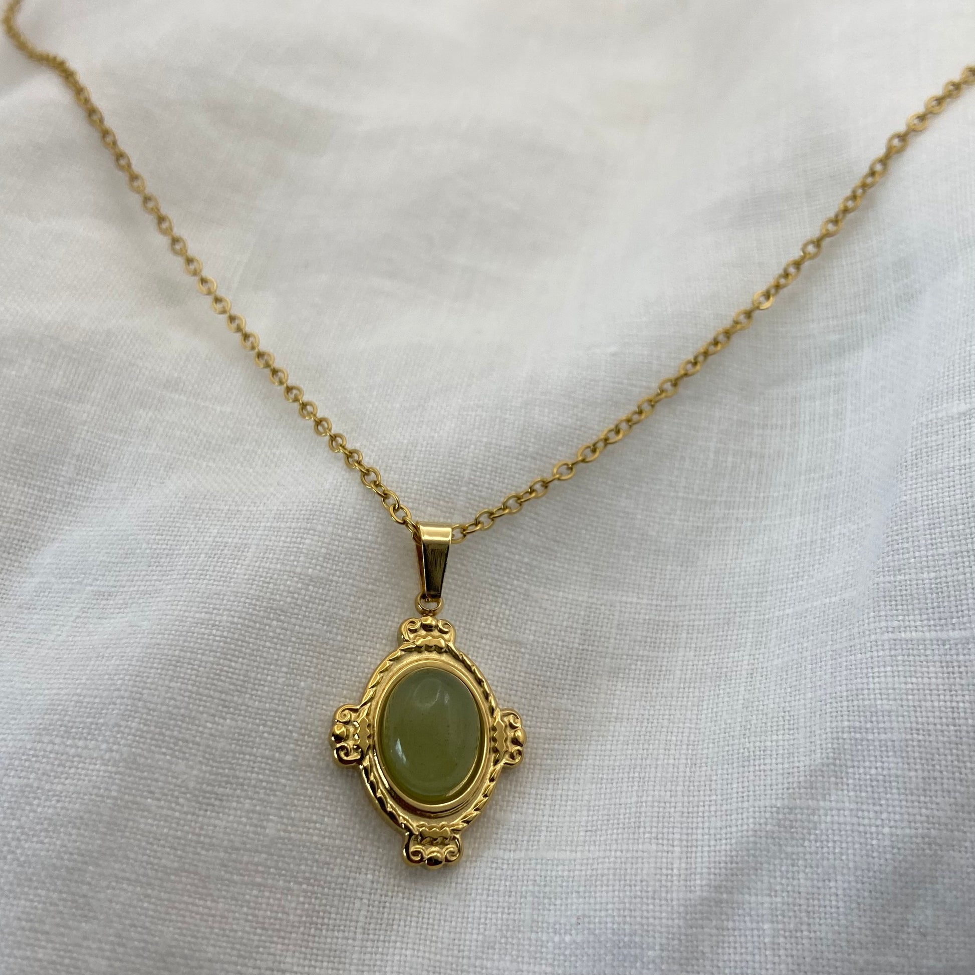 Gold Plated French Style Natural Stone Necklace