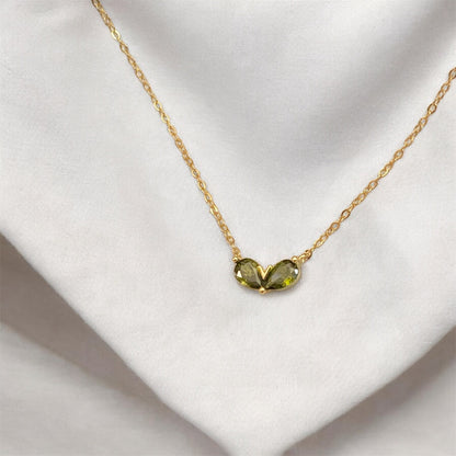 Mini Green Heart with Zircon Sterling Silver Necklace