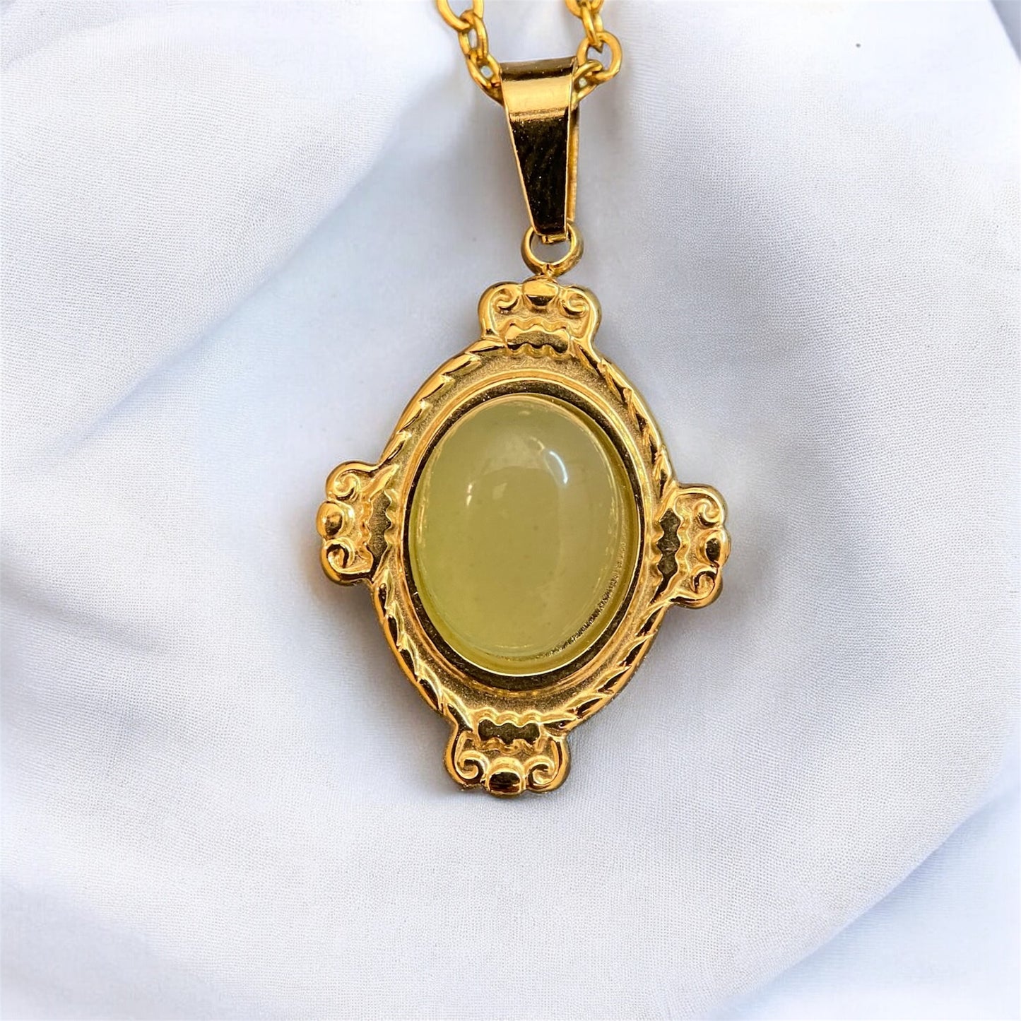 Gold Plated French Style Natural Stone Necklace