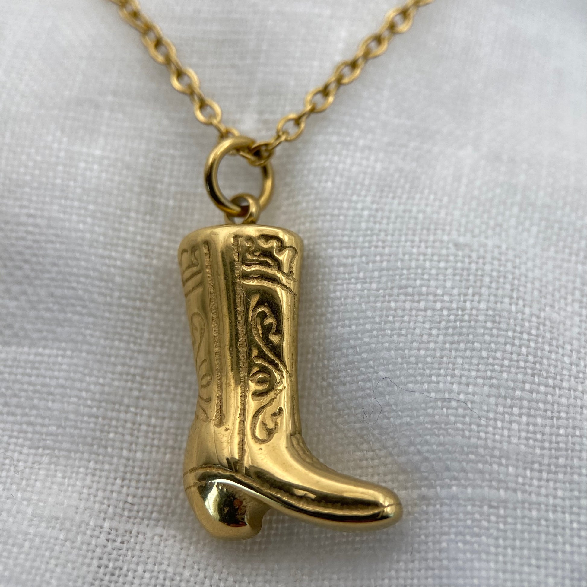 Gold Plated Cowboy Boot Necklace