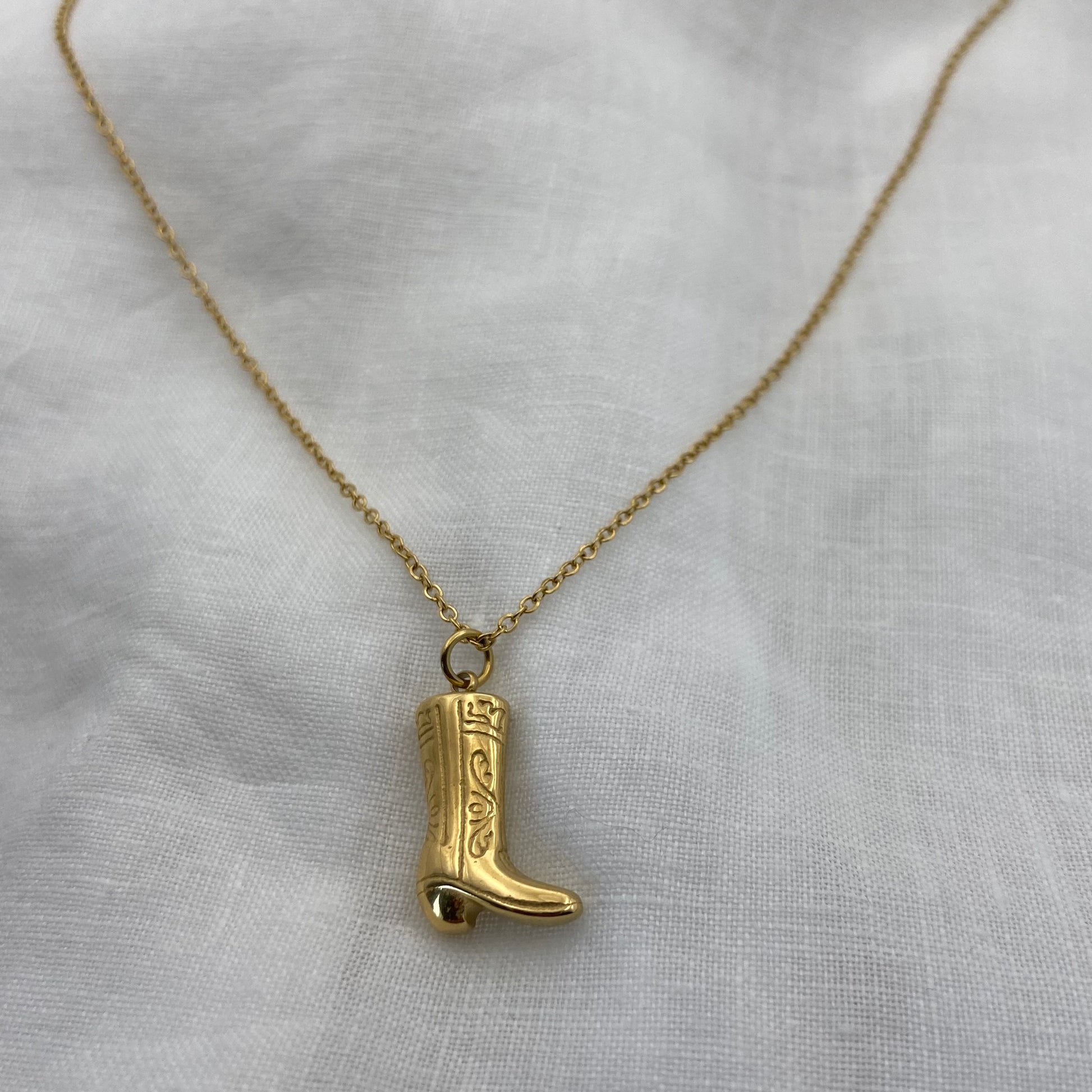 Gold Plated Cowboy Boot Necklace